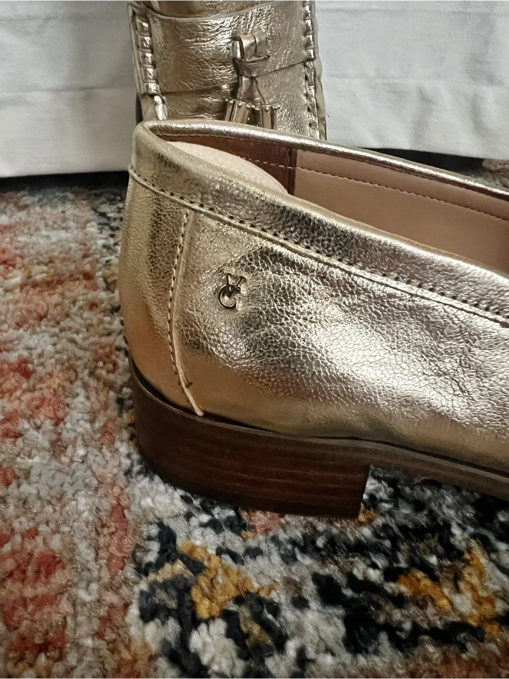 Vince Camuto Metallic Gold Tassel Loafers - Women's